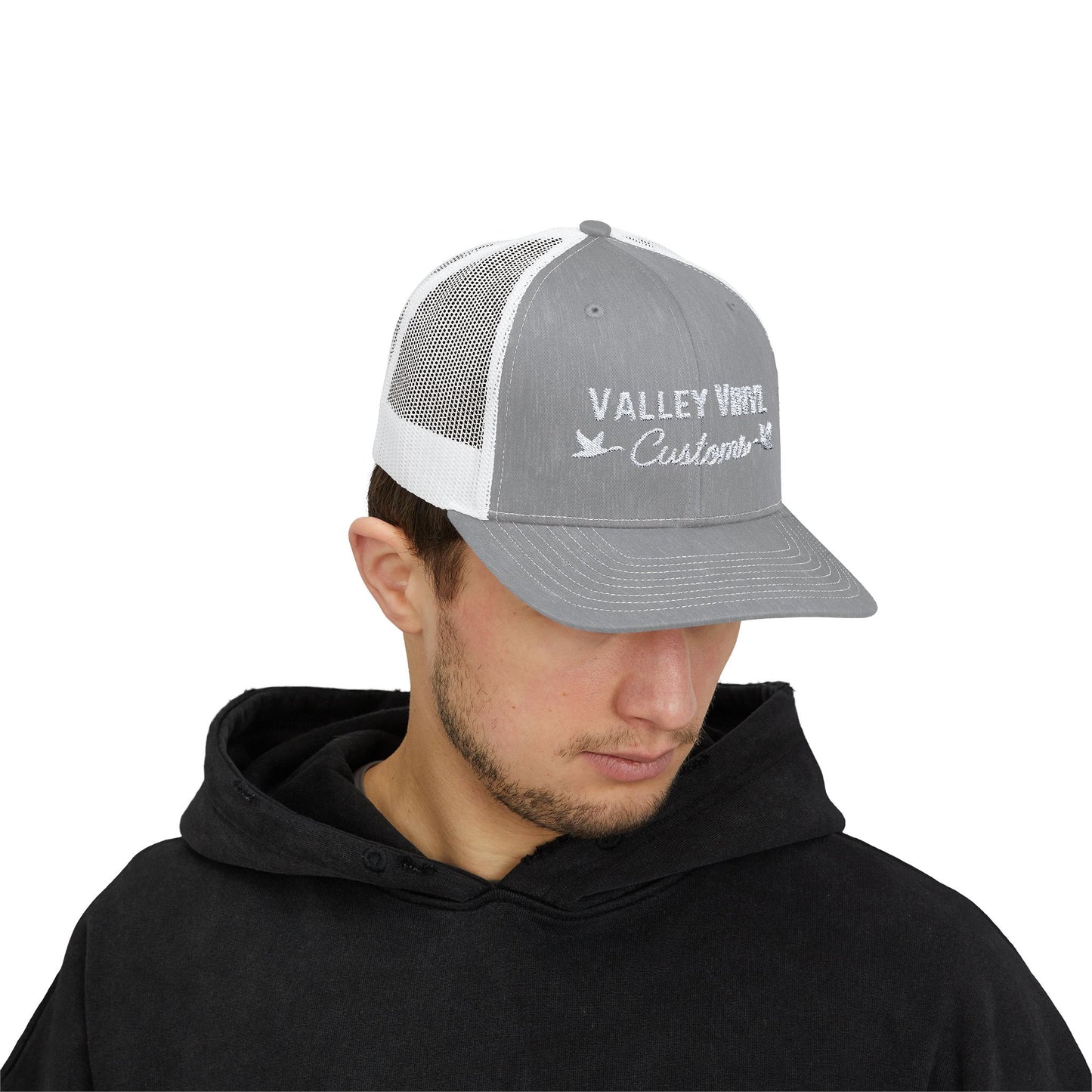 Embroidered Snapback Trucker Cap - Valley Vinyl Design