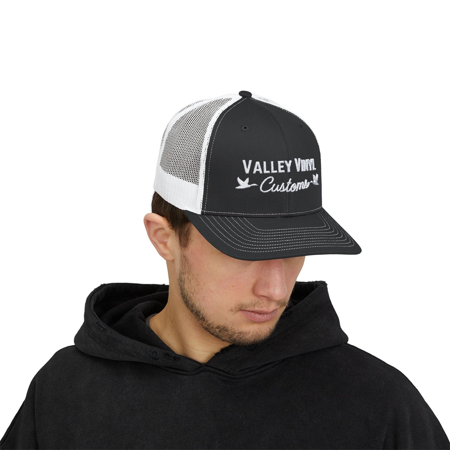 Embroidered Snapback Trucker Cap - Valley Vinyl Design